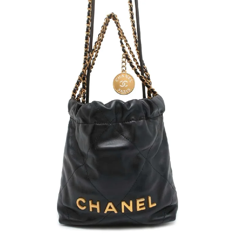 CHANEL CHANEL 22 Handbag Black AS3980 Shiny Calf Leather Size Mini