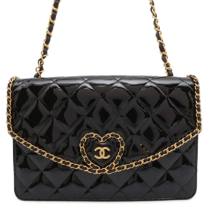 CHANEL Matelasse ChainShoulder Bag Black AS4900 Patent Leather