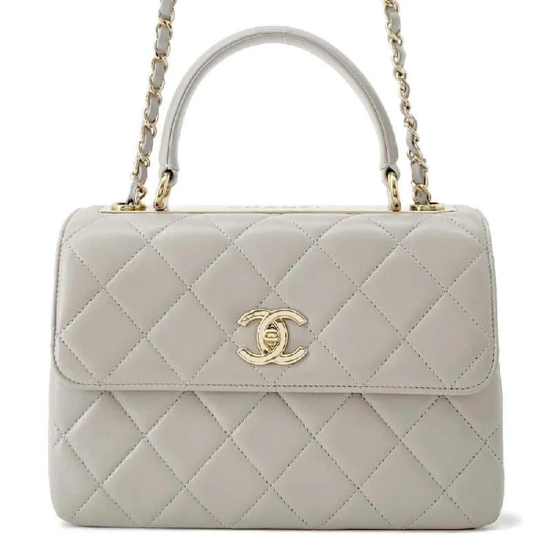 CHANEL Top handle flap Bag Gray A92236 Lambskin