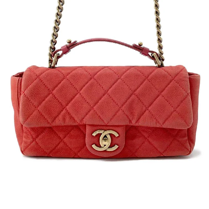 CHANEL Matelasse 2wayHandbag Red Caviar Leather