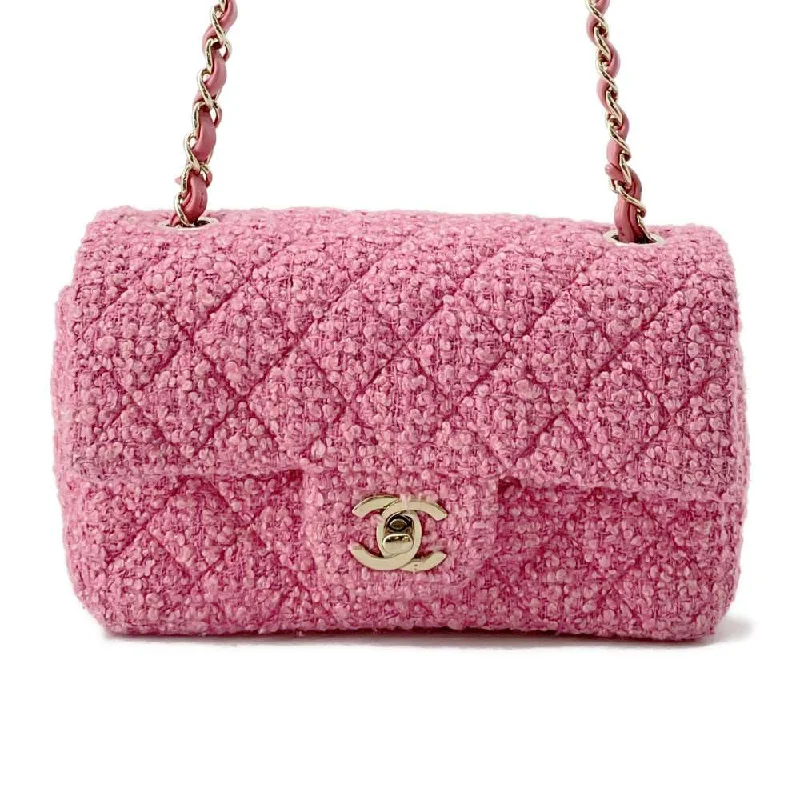 CHANEL Mini Matelasse ChainShoulder Bag Pink A69900 Tweed