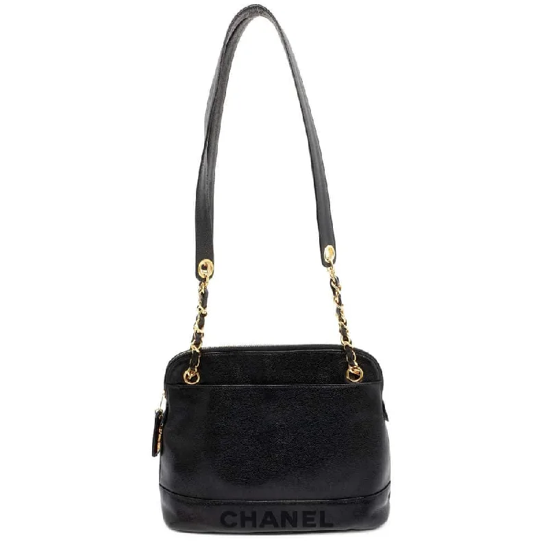 CHANEL WChain One Shoulder Bag Black A08058 Caviar Leather