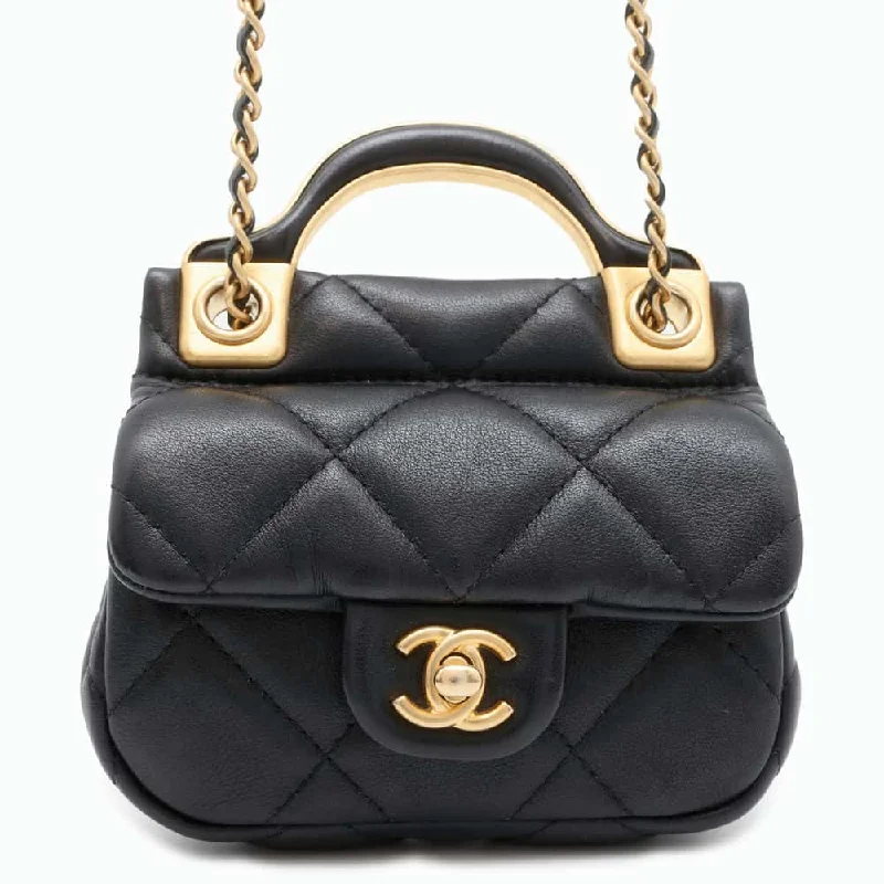 CHANEL Matelasse ChainClutch Bag Black AP2271 Lambskin