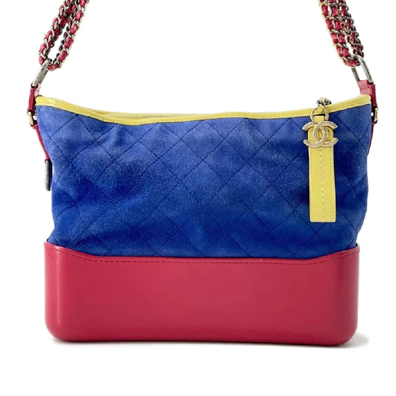 CHANEL Gabriel Hobo Shoulder Bag Blue/Red/Yellow A93824 Suede leather Size Large