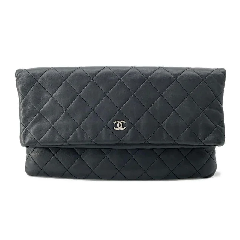 CHANEL Matelasse Clutch Bag Black A69391 Lambskin