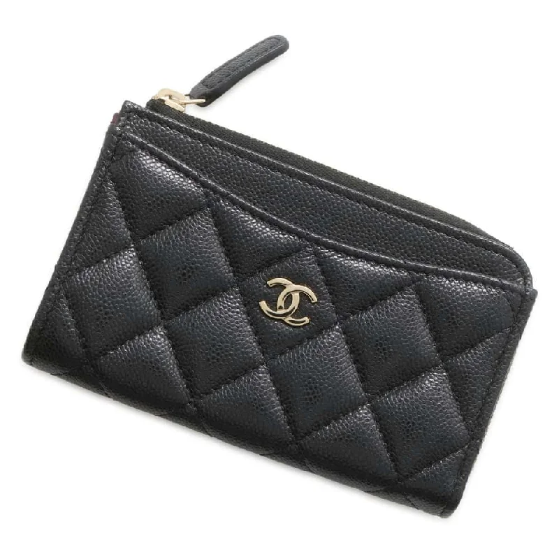 CHANEL Matelasse Classic Zip Card Coin Purse Black AP3179 Soft Caviar Leather