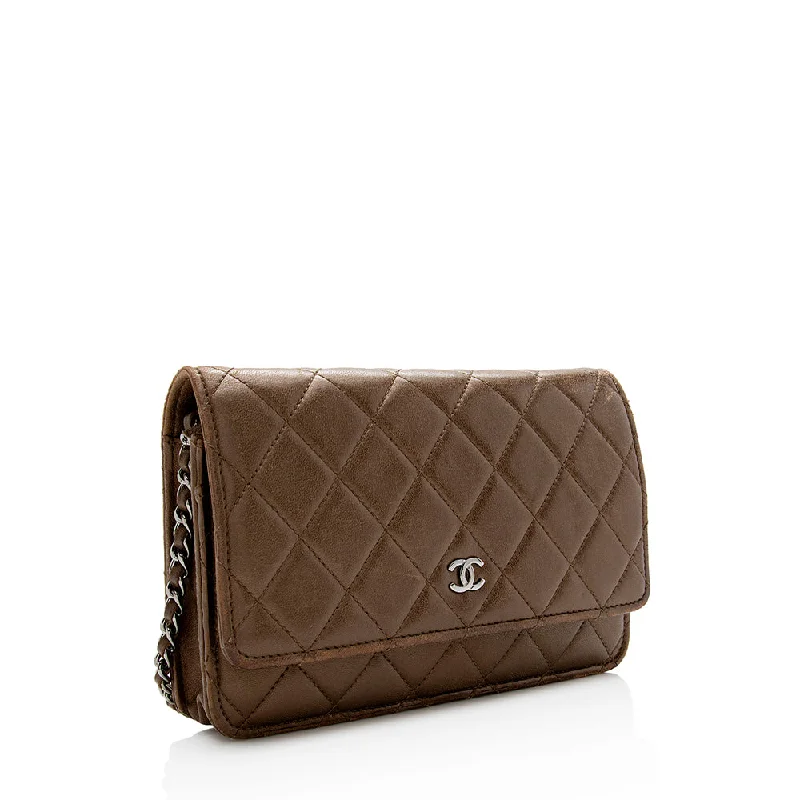 Chanel Metallic Lambskin Classic Wallet on Chain Bag (16324)