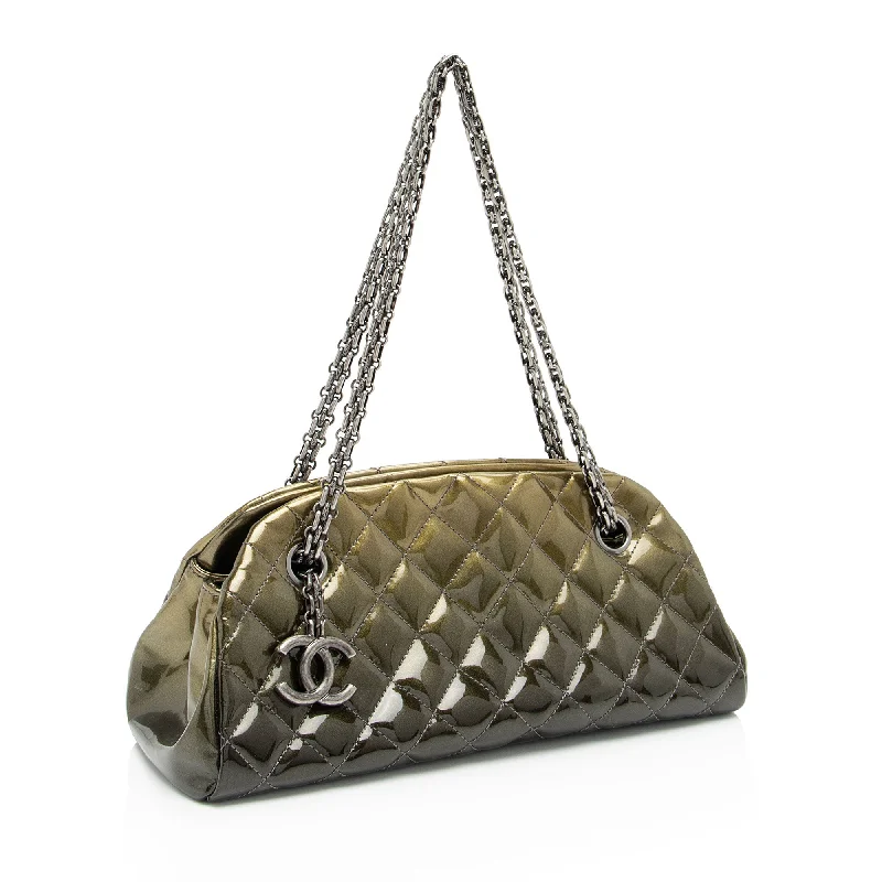 Chanel Metallic Patent Leather Just Mademoiselle Bowler Bag (9cE7hE)