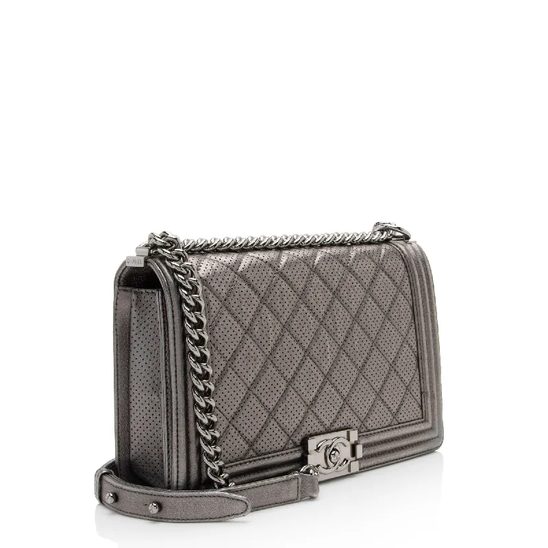 Chanel Metallic Perforated Lambskin New Medium Boy Bag (hpWTCx)