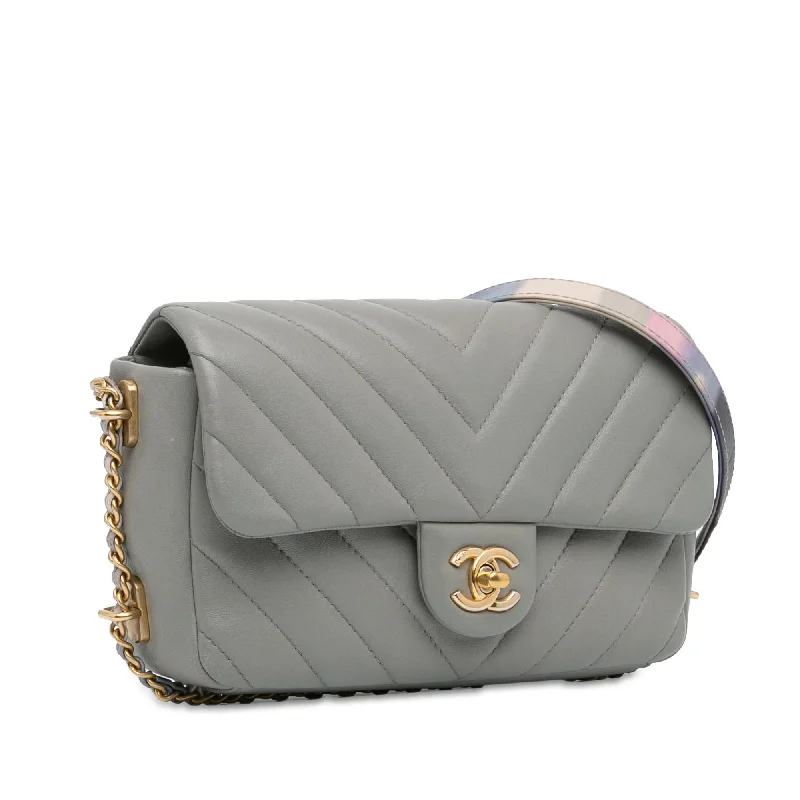 Chanel Mini Rectangular Chevron Lambskin Chain Around Flap (nJr512)