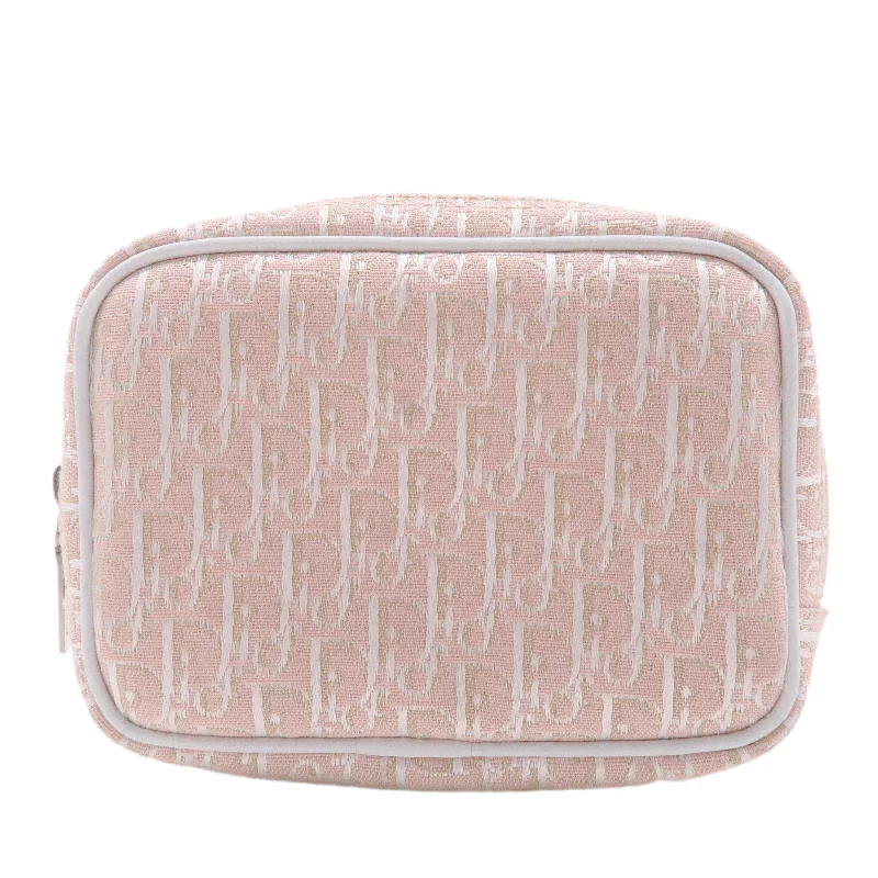 Christian Dior Trotter Canvas Leather Cosmetic Pouch White Pink