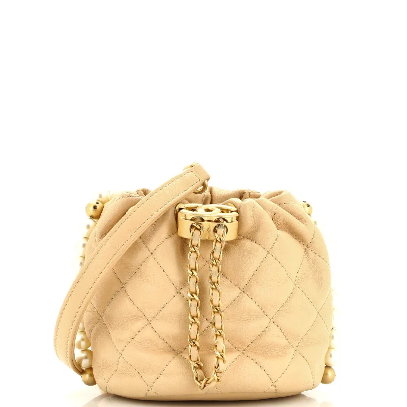 About Pearls Bucket Bag Quilted Calfskin Mini