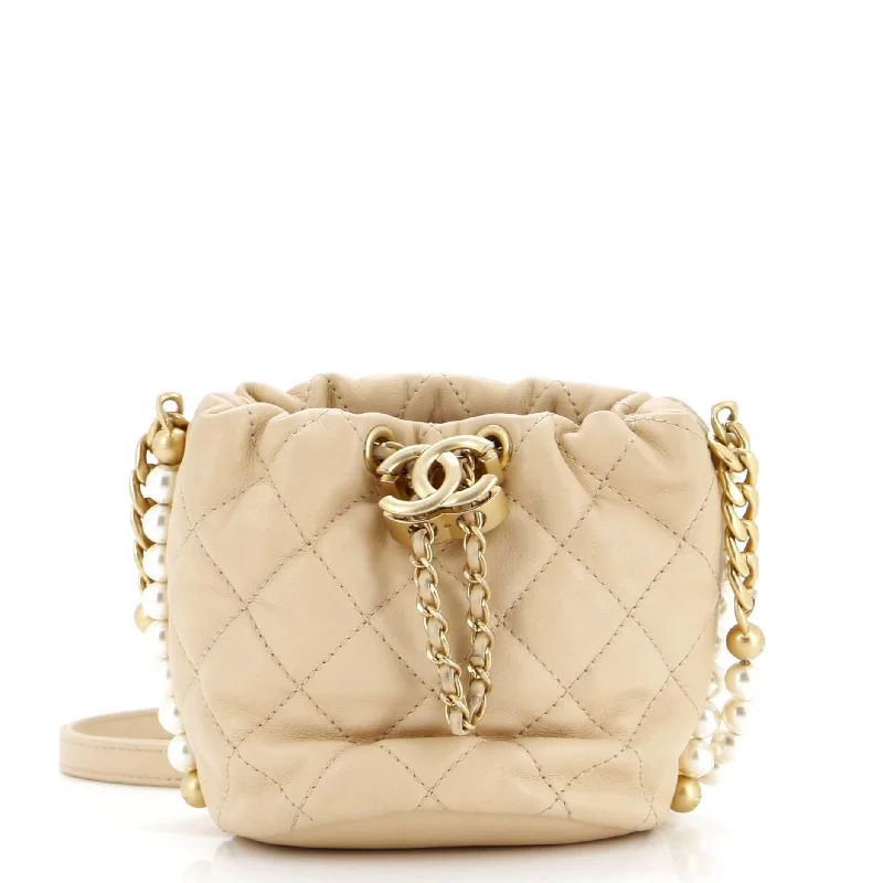 About Pearls Bucket Bag Quilted Calfskin Mini