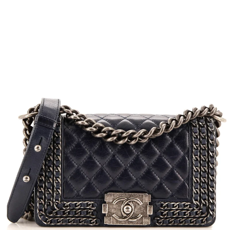 Chained Boy Flap Bag Quilted Glazed Calfskin Small