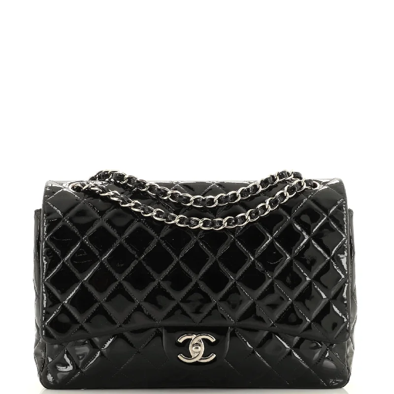 Classic Double Flap Bag Quilted Patent Maxi