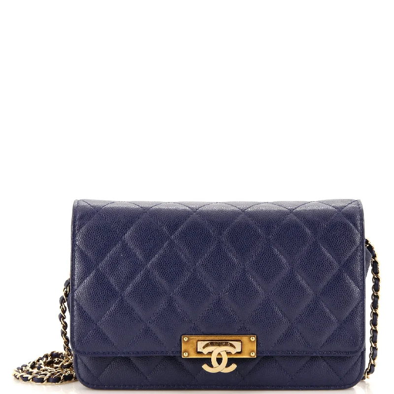 Golden Class Wallet on Chain Quilted Caviar