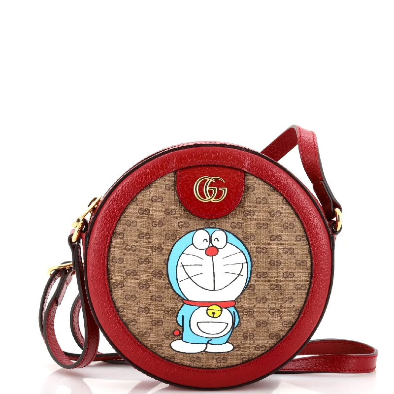 Doraemon Round Shoulder Bag Printed Mini GG Coated Canvas