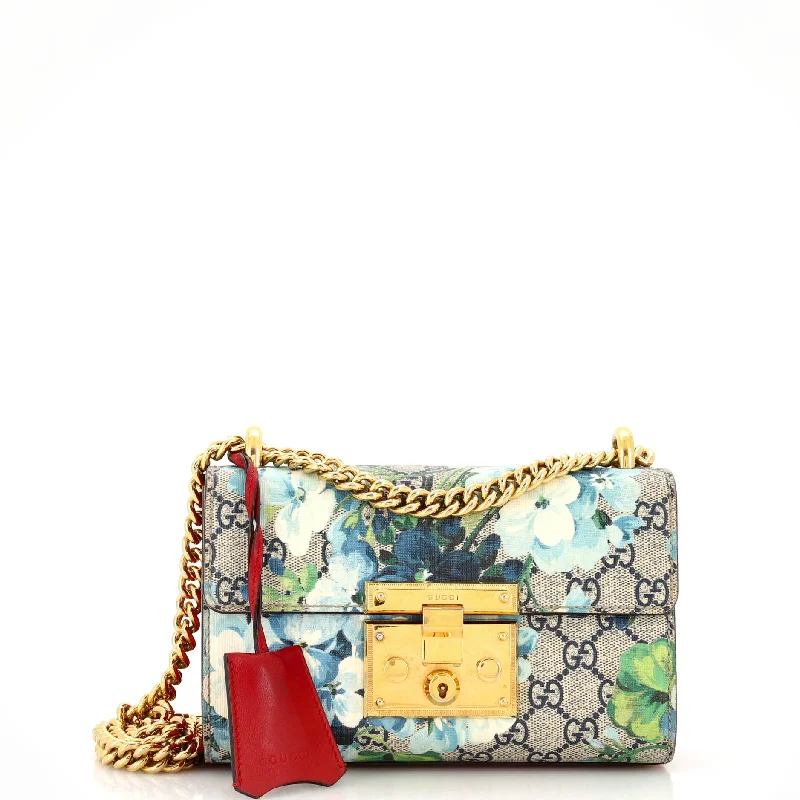 Padlock Shoulder Bag Blooms Print GG Coated Canvas Small