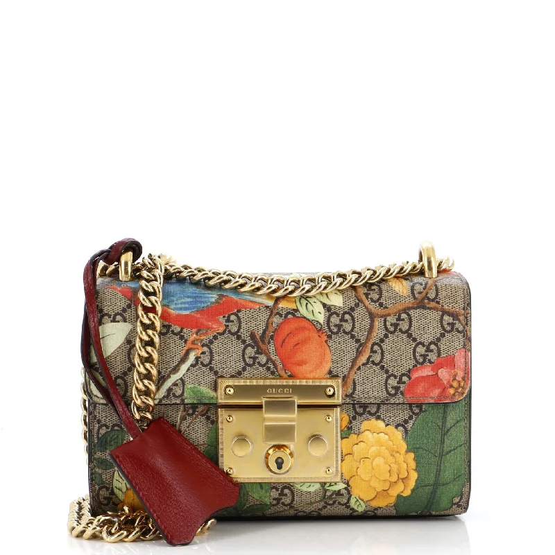 Padlock Shoulder Bag Tian Print GG Coated Canvas Small